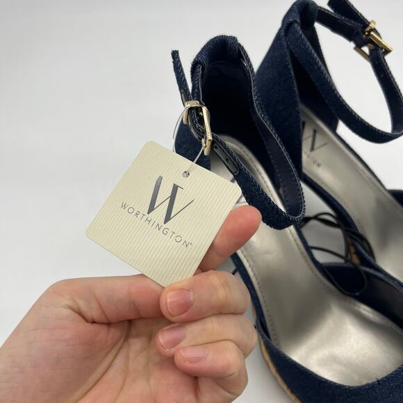 Worthington Womens Panama Block Heel Pumps Denim Size 7.5M - Picture 6 of 11